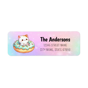 Cat in Doughnut Return Address Labels