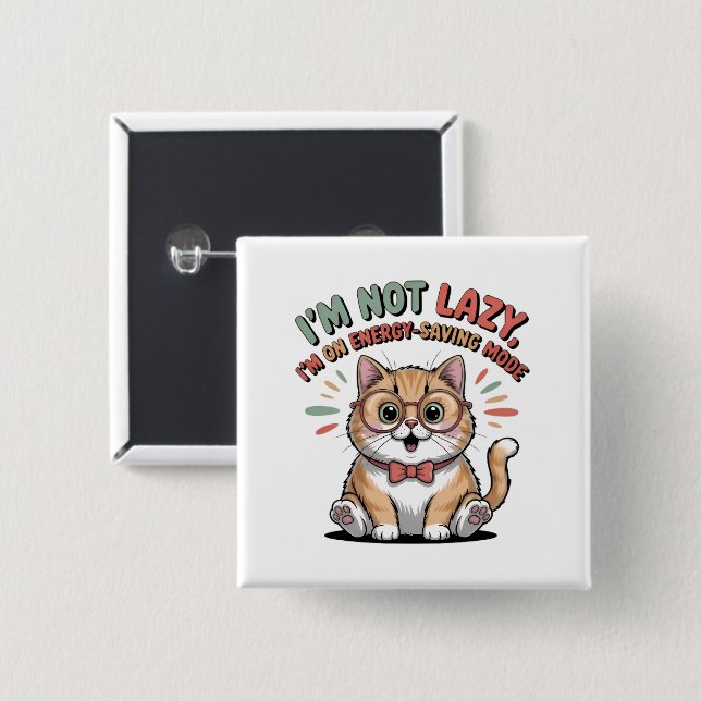 Cat in Energy Saving Mode 15 Cm Square Badge (Front & Back)