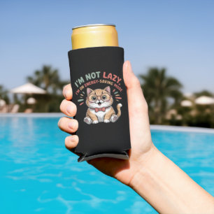Cat in Energy Saving Mode Seltzer Can Cooler