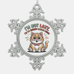 Cat in Energy Saving Mode Snowflake Pewter Christmas Ornament