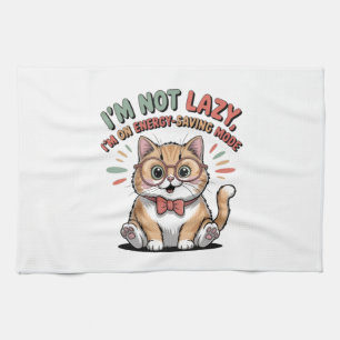 Cat in Energy Saving Mode Tea Towel