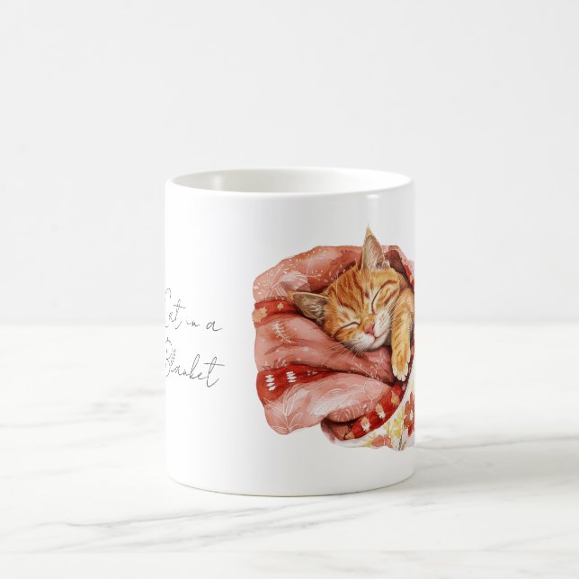 Cat in Floral Blanket Coffee Mug (Center)
