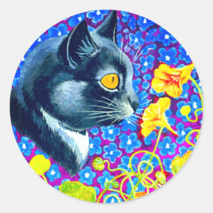 Cat in Flowers Classic Round Sticker
