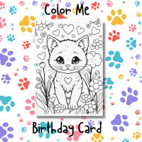 Cat in Flowers Colouring Page | Birthday 