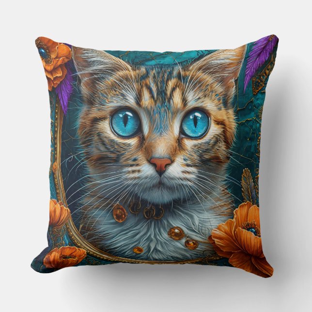 Cat in flowers cushion (Front)