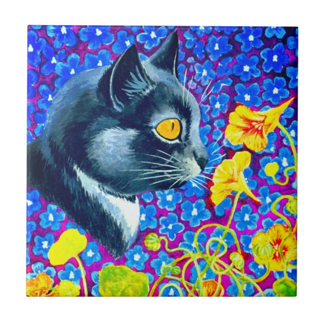 Cat in Flowers Tile (Front)