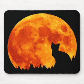 Cat in full orange Moon Mouse Pad