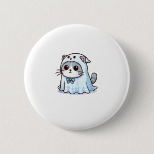 Cat in Ghost Costume for Halloween _1 6 Cm Round Badge
