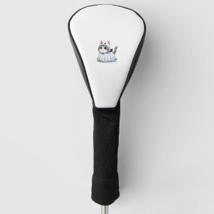 Cat in Ghost Costume for Halloween  Golf Head Cover