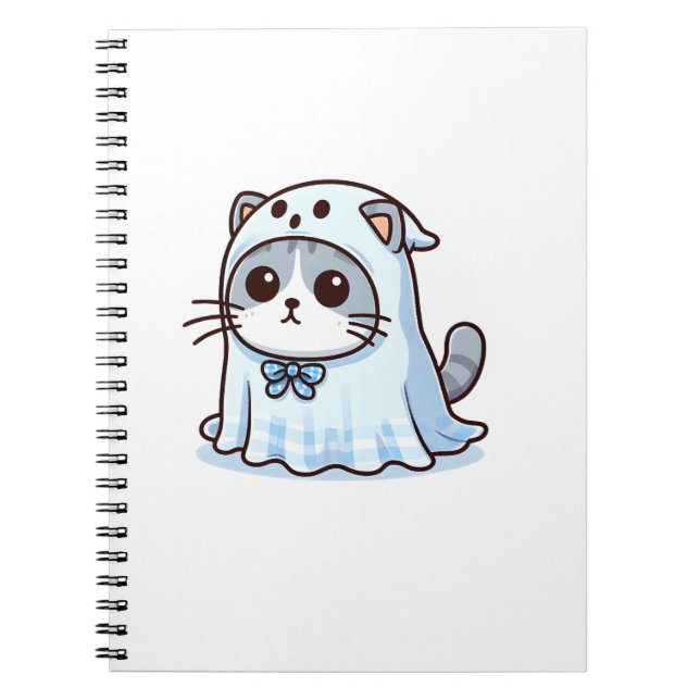 Cat in Ghost Costume for Halloween  Notebook (Front)