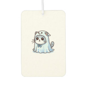 Cat in Ghost Costume for Halloween Tank Top_1 Car Air Freshener