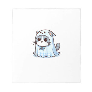 Cat in Ghost Costume for Halloween Tank Top_1 Notepad