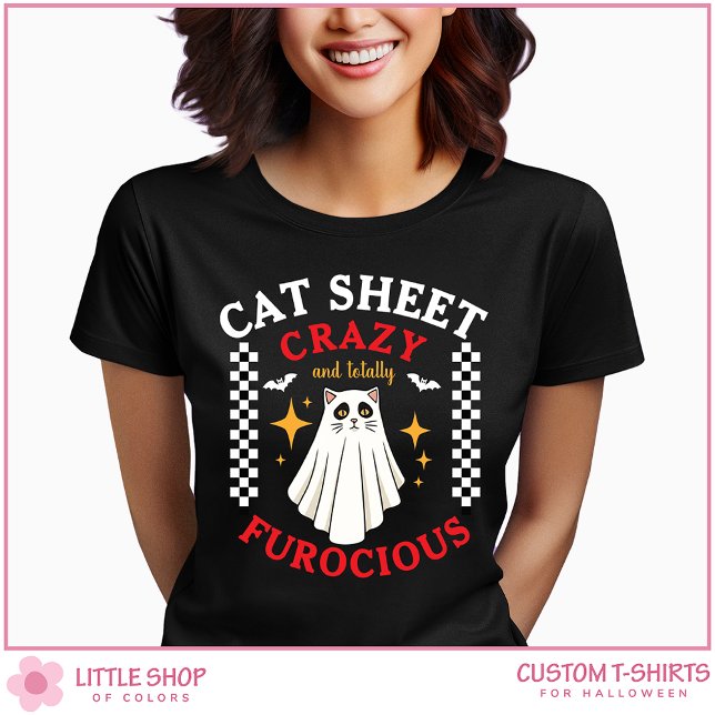 Cat in Ghost Costume Women's Halloween T-Shirt (Creator Uploaded)