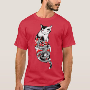 Cat In Grey Snake Tattoo  T-Shirt