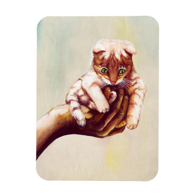 CAT IN HAND MAGNET (Vertical)