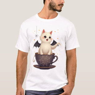 Cat in Haunted Teacup T-Shirt