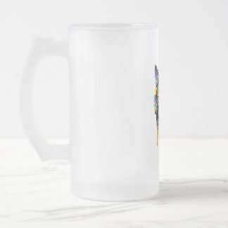 Cat in headphones frosted glass beer mug