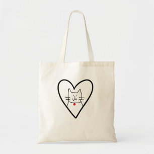 Cat in Heart Doodle  Tote Bag