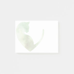 Cat in Heart - Green Post-it Notes
