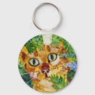 Cat in Hiding Key Ring
