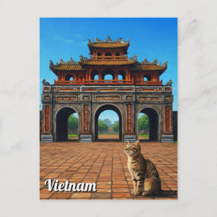 Cat in Hue Imperial City Vietnam Travel Postcard