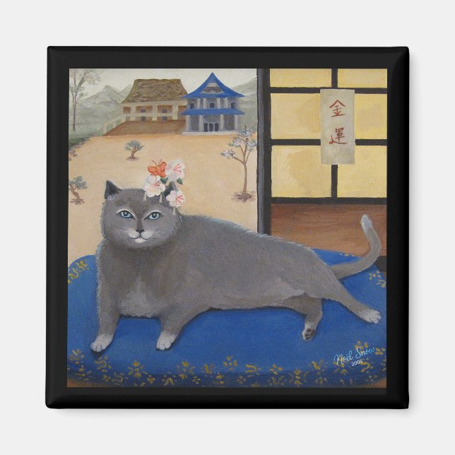 Cat in Japan Painting Magnet (Front)