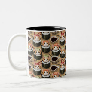 Cat in Kimbap cute tasty design Two-Tone Coffee Mug