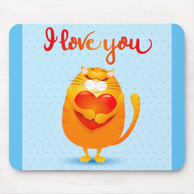 Cat in Love Mouse Pad (Front)