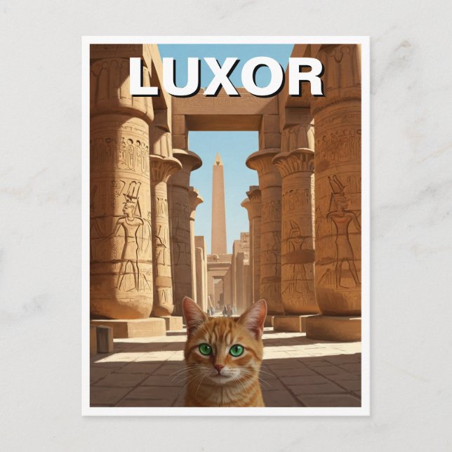 Cat in Luxor Egypt Karnak Temple Travel Postcard (Front)