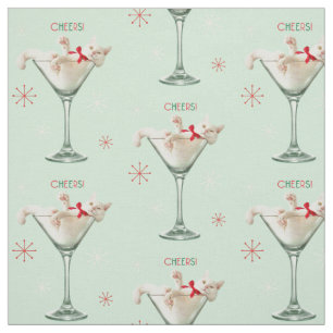 Cat in Martini Glass Fabric