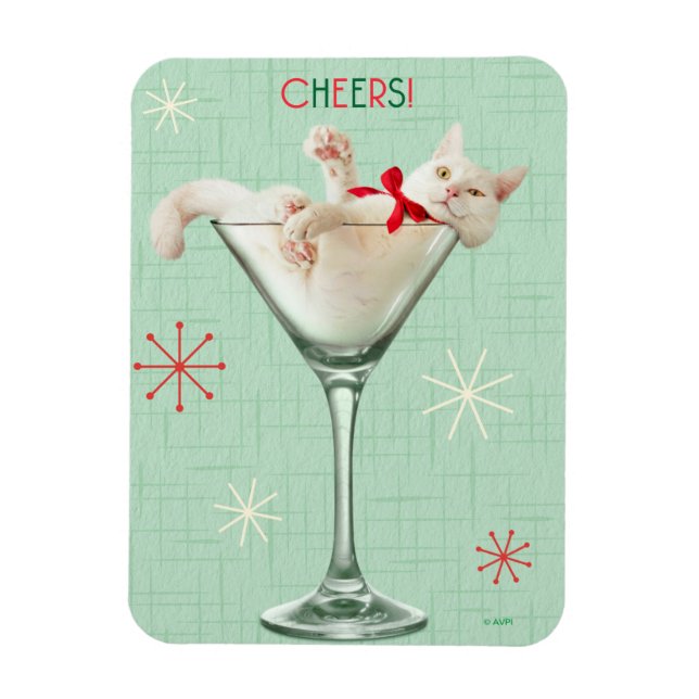 Cat in Martini Glass Magnet (Vertical)