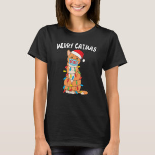 Cat In Mask Funny Xmas Cat Merry Catmas 2020 T-Shirt