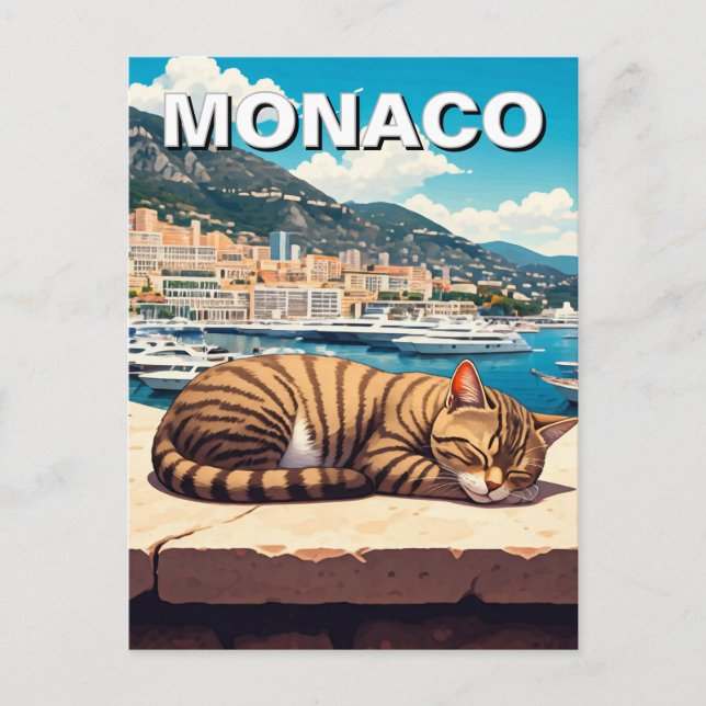 Cat in Monaco Monte Carlo Europe Travel Postcard (Front)