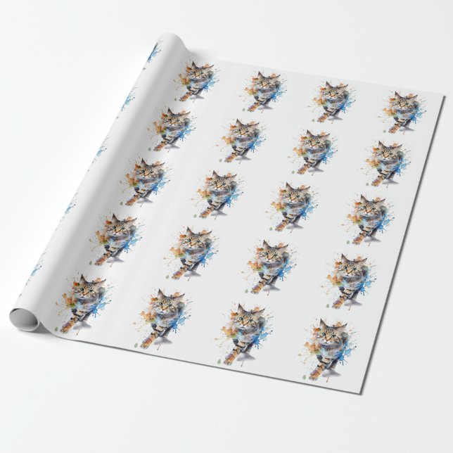 Cat in Motion: Beauty and Grace Wrapping Paper (Unrolled)
