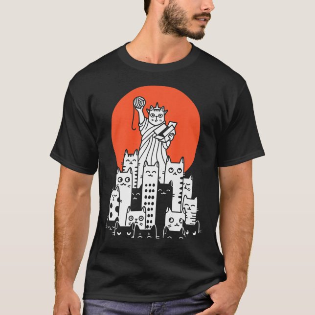 Cat in New York, NYC, America, USA, Patriot, Manha T-Shirt (Front)