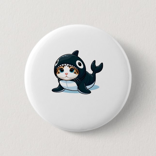 Cat in Orca Costume  6 Cm Round Badge (Front)