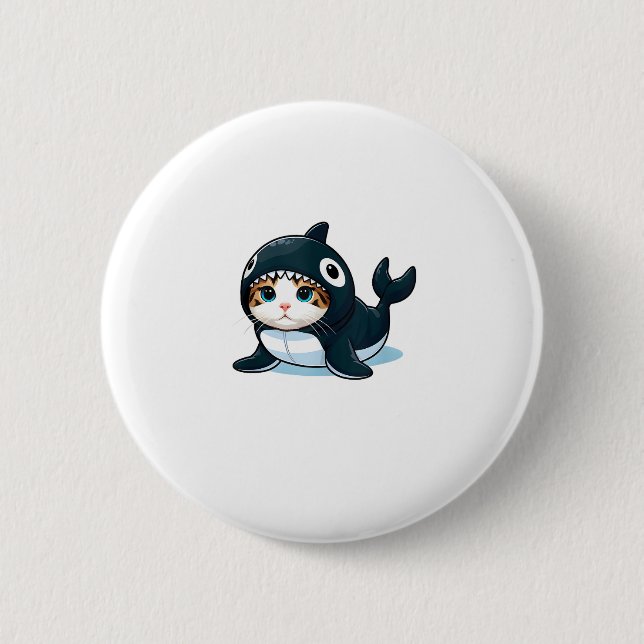 Cat in Orca Costume  6 Cm Round Badge (Front)