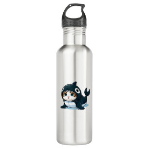 Cat in Orca Costume  710 Ml Water Bottle