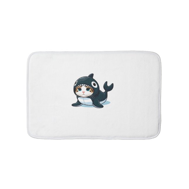 Cat in Orca Costume  Bath Mat (Front)