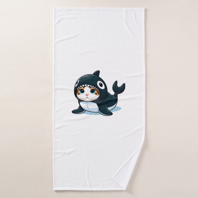 Cat in Orca Costume  Bath Towel (Bath Towel)
