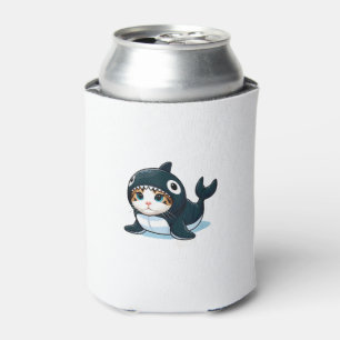 Cat in Orca Costume  Can Cooler