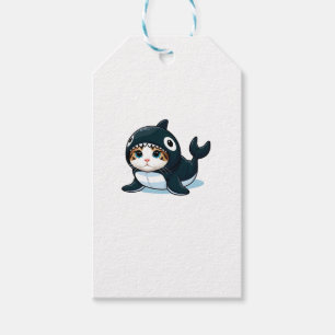 Cat in Orca Costume Gift Tags