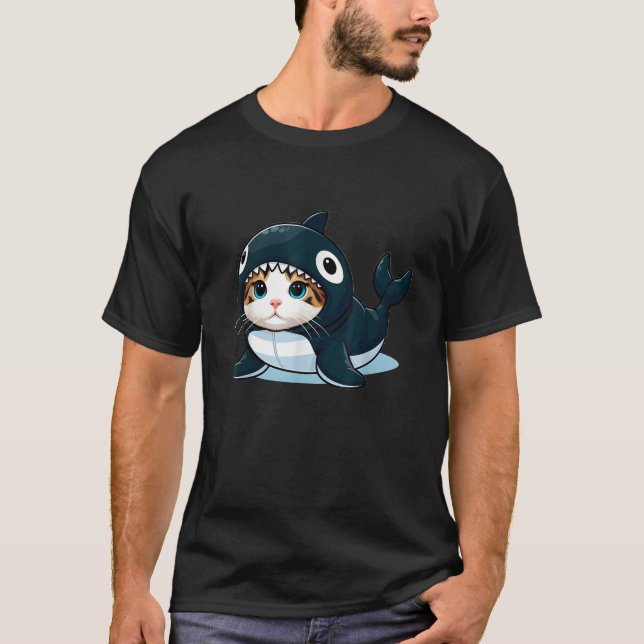 Cat in Orca Costume Men Women Kids  T-Shirt (Front)