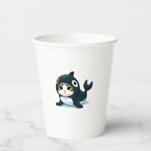 Cat in Orca Costume Paper Cups