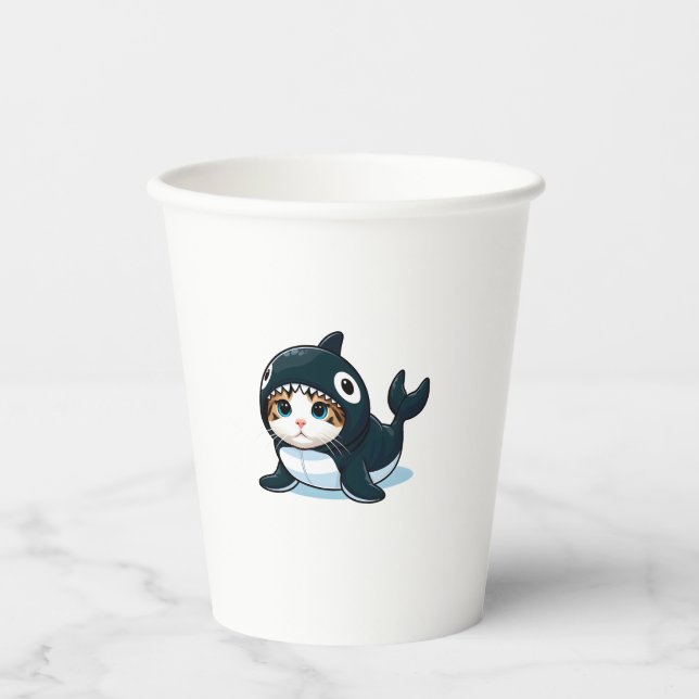 Cat in Orca Costume  Paper Cups (Front)