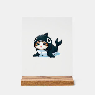 Cat in Orca Costume Tank Top Acrylic Sign