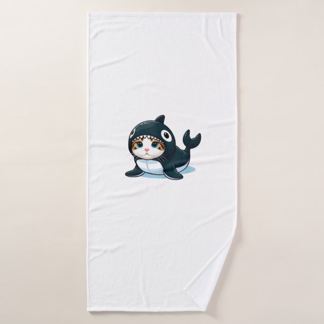 Cat in Orca Costume Tank Top Bath Towel (Bath Towel)