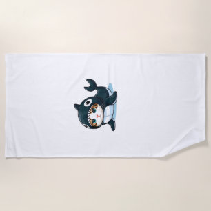 Cat in Orca Costume Tank Top Beach Towel