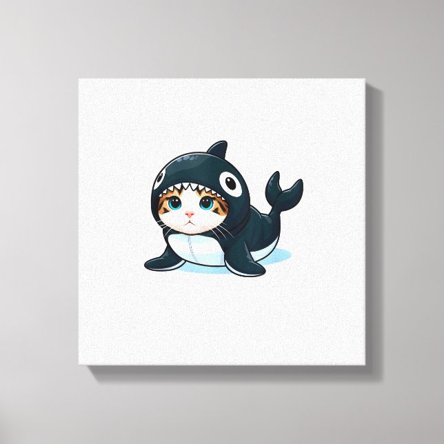 Cat in Orca Costume Tank Top Canvas Print (Front)