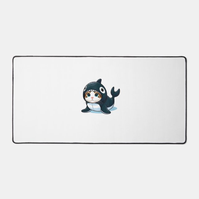 Cat in Orca Costume Tank Top Desk Mat (Front)